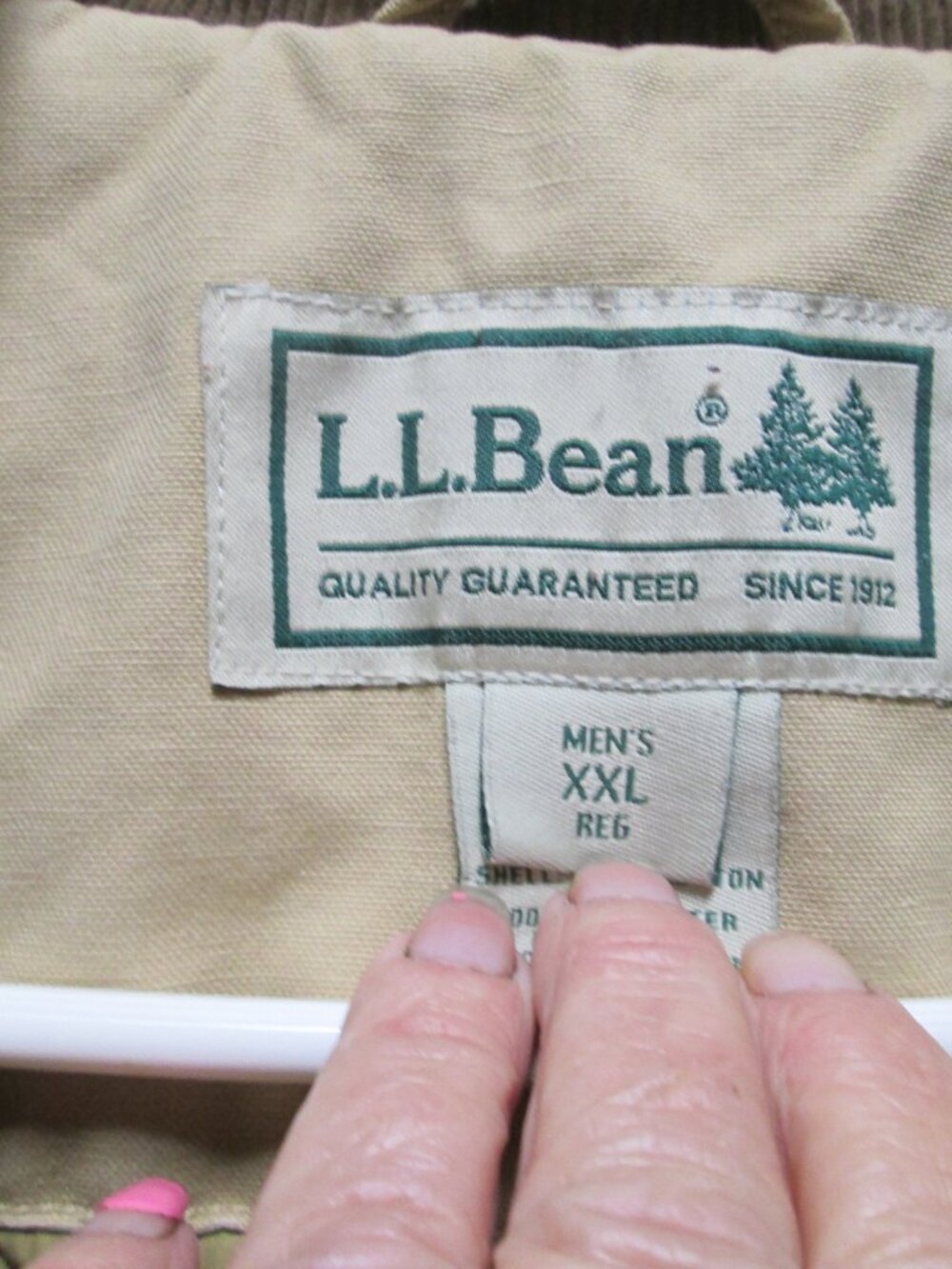 mens vtg LL Bean 2 xl quilted lined chore coat barn coat khaki Tan - Picture 3 of 7